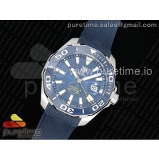 OX공장 태그호이어 아쿠아레이서 칼리버5 43MM 스틸 블루다이얼 블루베젤 블루러버스트랩 Aquaracer Calibre 5 SS 43mm Ceramic Bezel Blue Dial 