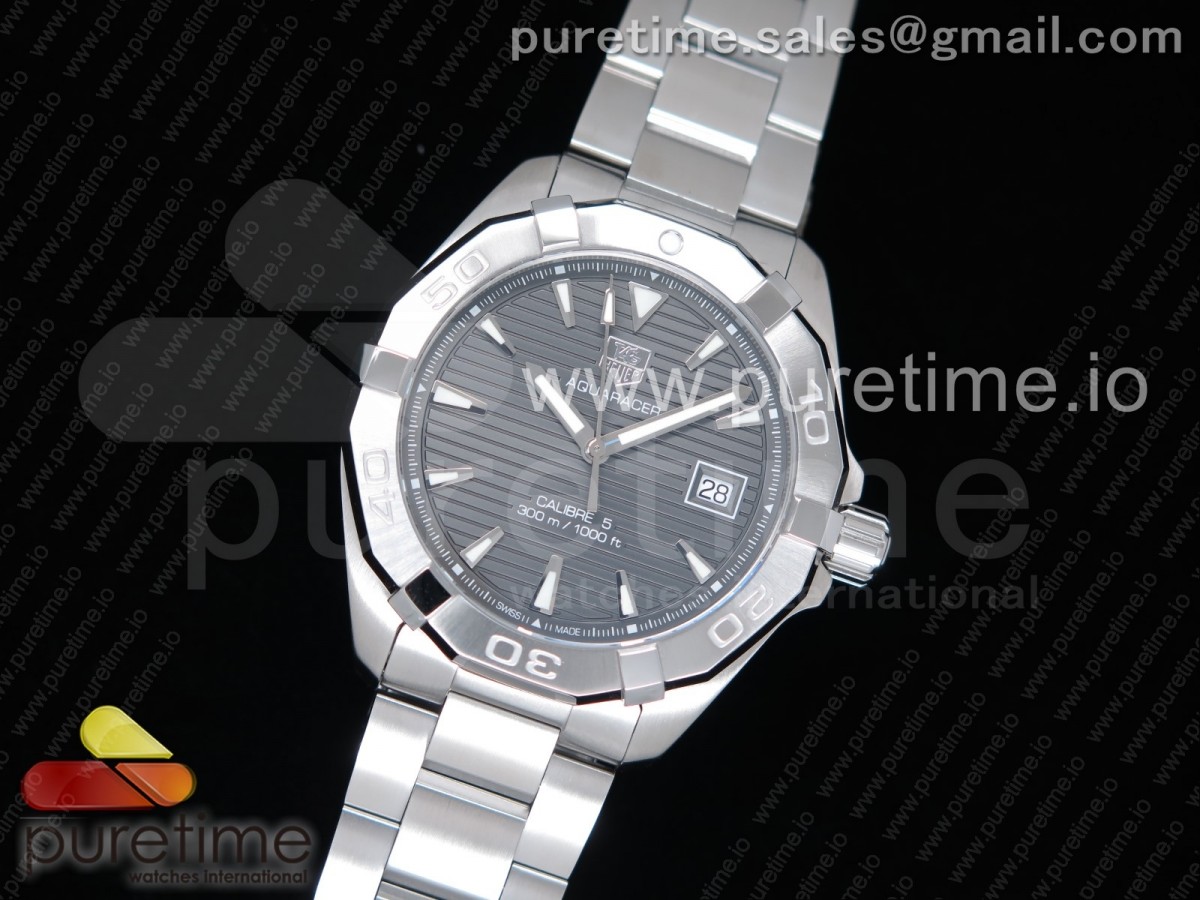 OX공장 태그호이어 아쿠아레이서 칼리버5 40.5MM  스틸 그레이다이얼 브레이슬릿 Aquaracer Calibre 5 SS 40.5mmSS Bezel Gray Dial on SS Bracelet SW200