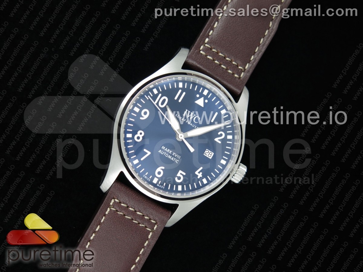 M+F공장 IWC 마크18 어린왕자 블루다이얼 가죽스트랩 Mark XVIII IW327010 SS Blue Dial on Brown Leather Strap A35111 (Free Nylon Strap)