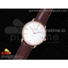 KZ공장 바쉐론콘스탄틴 패트리모니 로즈골드 금통 화이트다이얼 가죽스트랩 Patrimony Calatrava RG White Dial on Brown Leather Strap MIYOTA 9015