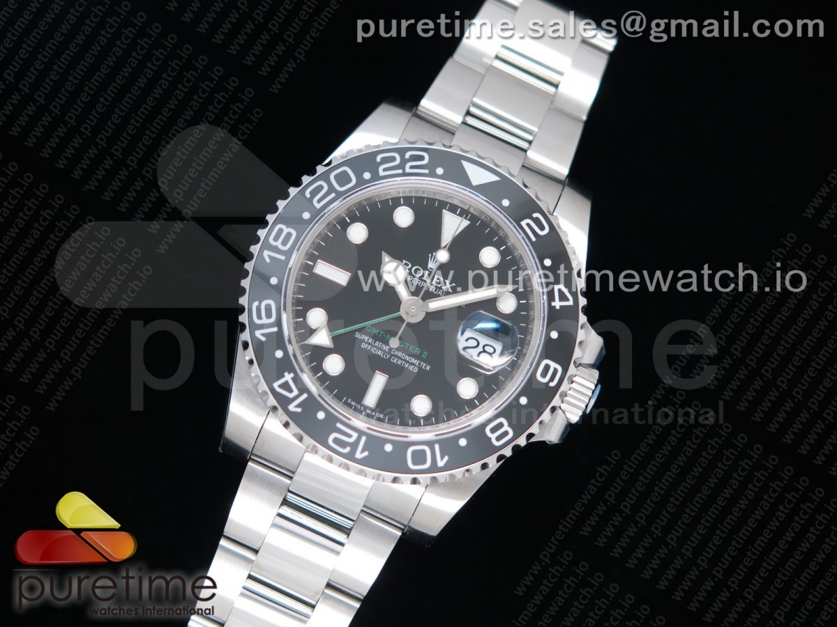 GM공장 롤렉스 GMT마스터2 블랙다이얼 브레이슬릿 GMT Master II 116710 LN Real Ceramic 904L SS Black Dial on Bracelet A3186 (Correct Hand Stack)