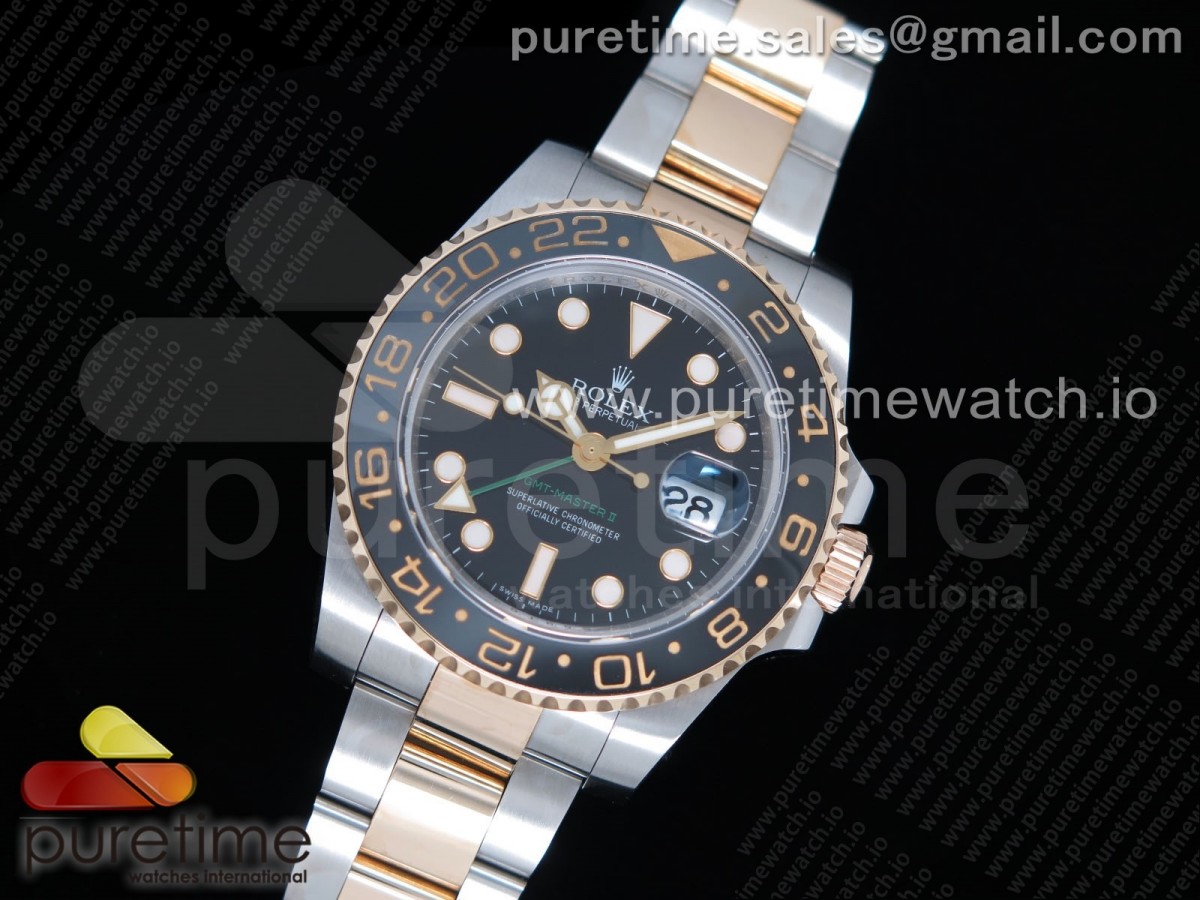 GM공장 롤렉스 GMT마스터2 흑콤 포금 GMT-Master II 116713 LN YG Wrapped 904L Steel A3186 (Correct Hand Stack)