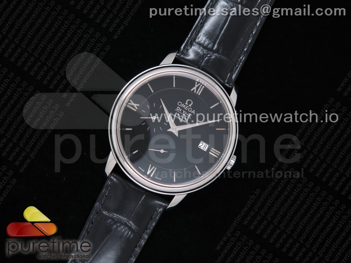 ZF공장 오메가 드빌 프레스티지 파워리저 블랙다이얼 가죽스트랩 De Ville Prestige Real PR SS Black Dial on Black Leather Strap MIYOTA 9015