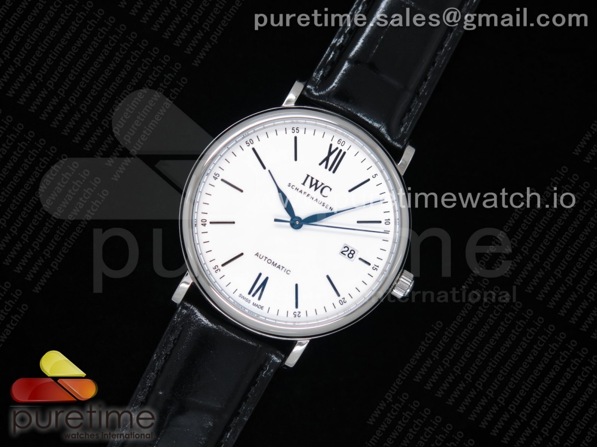 FK공장 IWC 포르토피노 스틸 화이트다이얼 가죽스트랩 Portofino Automatic SS White Dial Blue Markers on Black Leather Strap A2892