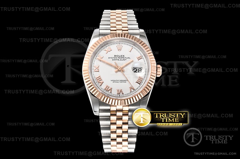 BP공장 롤렉스 데이저스트 36 로즈골드 콤비 화이트다이얼 브레이슬릿 DateJust 36mm Jub Flt RG/SS White/Rmn BP A2813