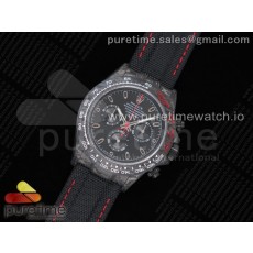 TW공장 롤렉스 데이토나 카본 블랙다이얼 나일론 스트랩 Daytona DIW Carbon Case and Bezel Black/Red Dial on Black Nylon Strap A7750