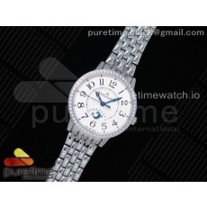 ZF공장 예거르쿨트르 랑데뷰 화이트텍스쳐다이얼 브레이슬릿 Rendez-Vous Night & Day SS WhiteTextured Dial Diamonds Bezel on SS Bracelet A898