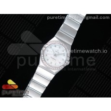 K11공장 오메가 컨스텔레이션 27MM 자개다이얼 브레이슬릿 Constellation Ladies 27mm SS Diamonds Bezel White MOP Textured Dial Diamonds Markers on SS Bracelet ETA Quartz