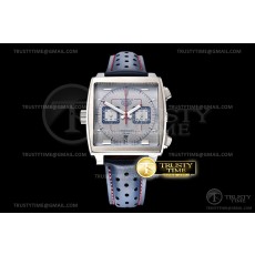 태그 모나코 쿼츠 그레이다이얼 가죽스트랩 Tag Monaco Chronograph SS/LE Silver Grey Jap VK64A