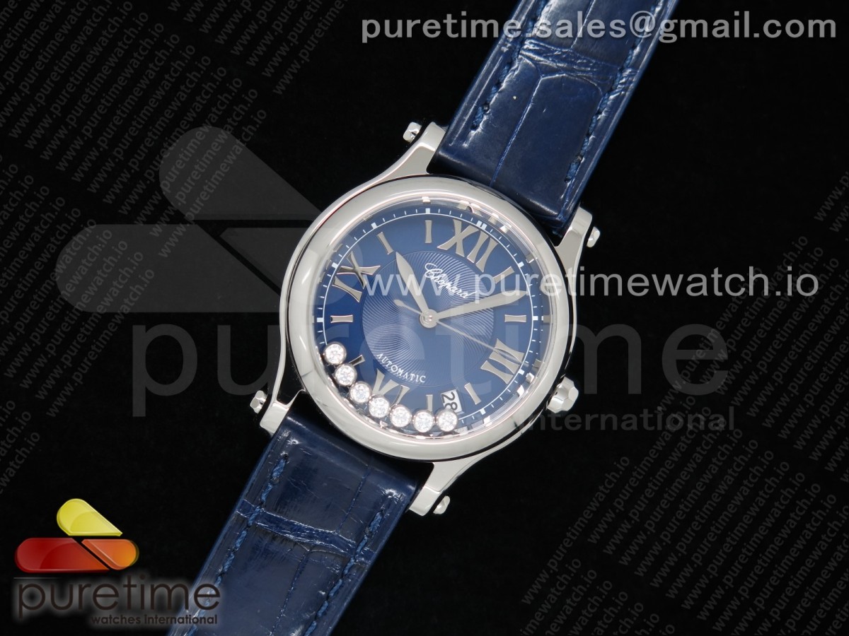 ZF공장 쇼파드 해피스포츠 블루다이얼 가죽스트랩 Happy Sport Automatic SS 36mm Blue Dial on Blue Leather Strap A2892