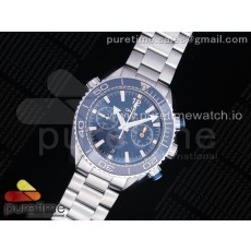 OM공장 V3 오메가 씨마스터 플래닛오션 마스터 크로노미터 블루다이얼 브레이슬릿 Planet Ocean Master Chronometer SS Blue Polished Bezel Blue Dial on SS Bracelet A9900 V3