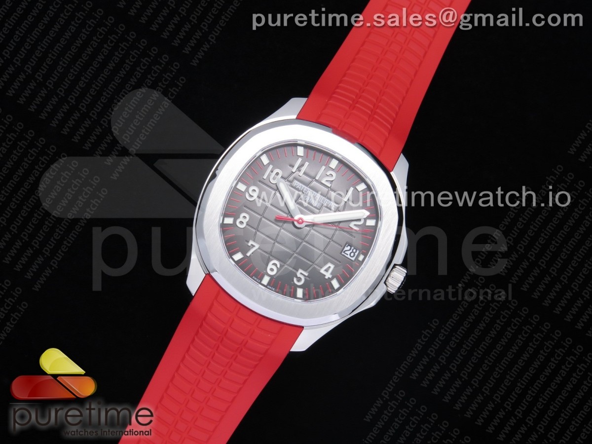 zf공장 파텍필립 아쿠아넛 그레이다이얼 레드러버스트랩 Aquanaut 5167A Singapore Edition SS Red Second Hand on Red Rubber Strap 324CS