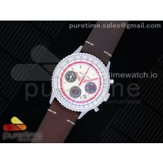 V9공장 브라이틀링 내비타이머 크로노 화이트다이얼 가죽스트랩 Navitimer B01 Chronograph 43 White Dial on Brown Leather Strap A7750