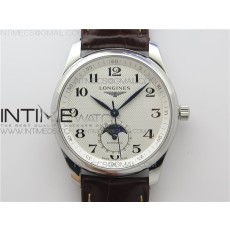 GS공장 론진 마스터 문페이즈 화이트다이얼 가죽스트랩 Master Moonphase L29094783 GSF SS White Dial On Leather Strap A899