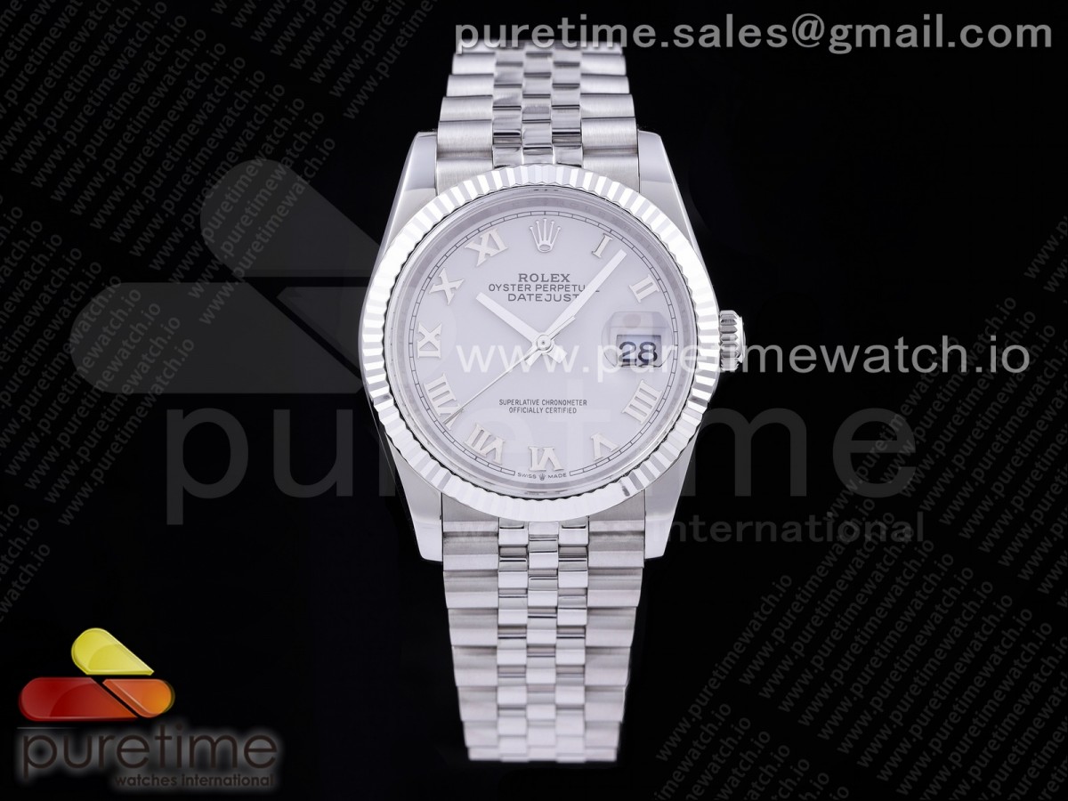 GM공장 롤렉스 데이저스트 36 화이트다이얼 브레이슬릿3235 DateJust 36 SS 126234 904L Steel White Dial Roman Markers on Jubilee Bracelet SA3235