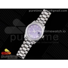 GM공장 롤렉스 데이저스트 31 퍼플다이얼 브레이슬릿 DateJust 31 Ladies 278289 GMF 316L Steel Purple Dial Diamond Roman Markers on President Syle Bracelet $228.00