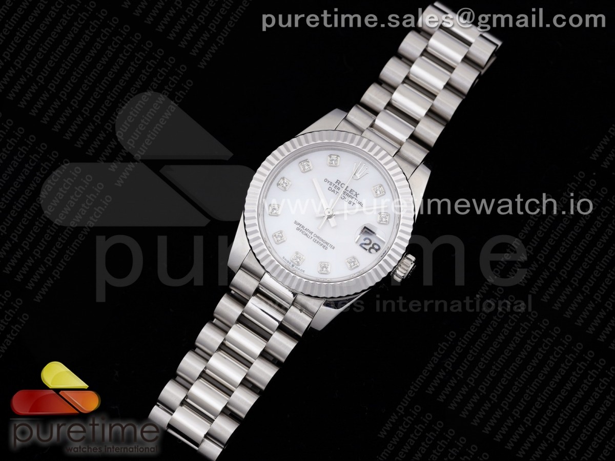 GM공장 롤렉스 데이저스트 31 화이트다이얼 브레이슬릿 DateJust 31 Ladies 278289 GMF 316L Steel White Dial Diamonds Markers on President Syle Bracelet