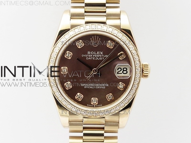 BP공장 롤렉스 데이저스트 31 로즈골드금통 브라운다이얼 브레이슬릿2813 Datejust 31mm 278275 RG Dia Bezel Brown Roman Crystal Markers Dial on RG President Bracelet