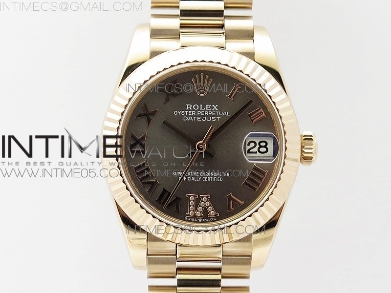 BP공장 롤렉스 데이저스트 31 로즈골드금통 그레이다이얼 브레이슬릿2813 Datejust 31mm 278275 RG Gray Roman Markers Dial @6 Dia on RG President Bracelet