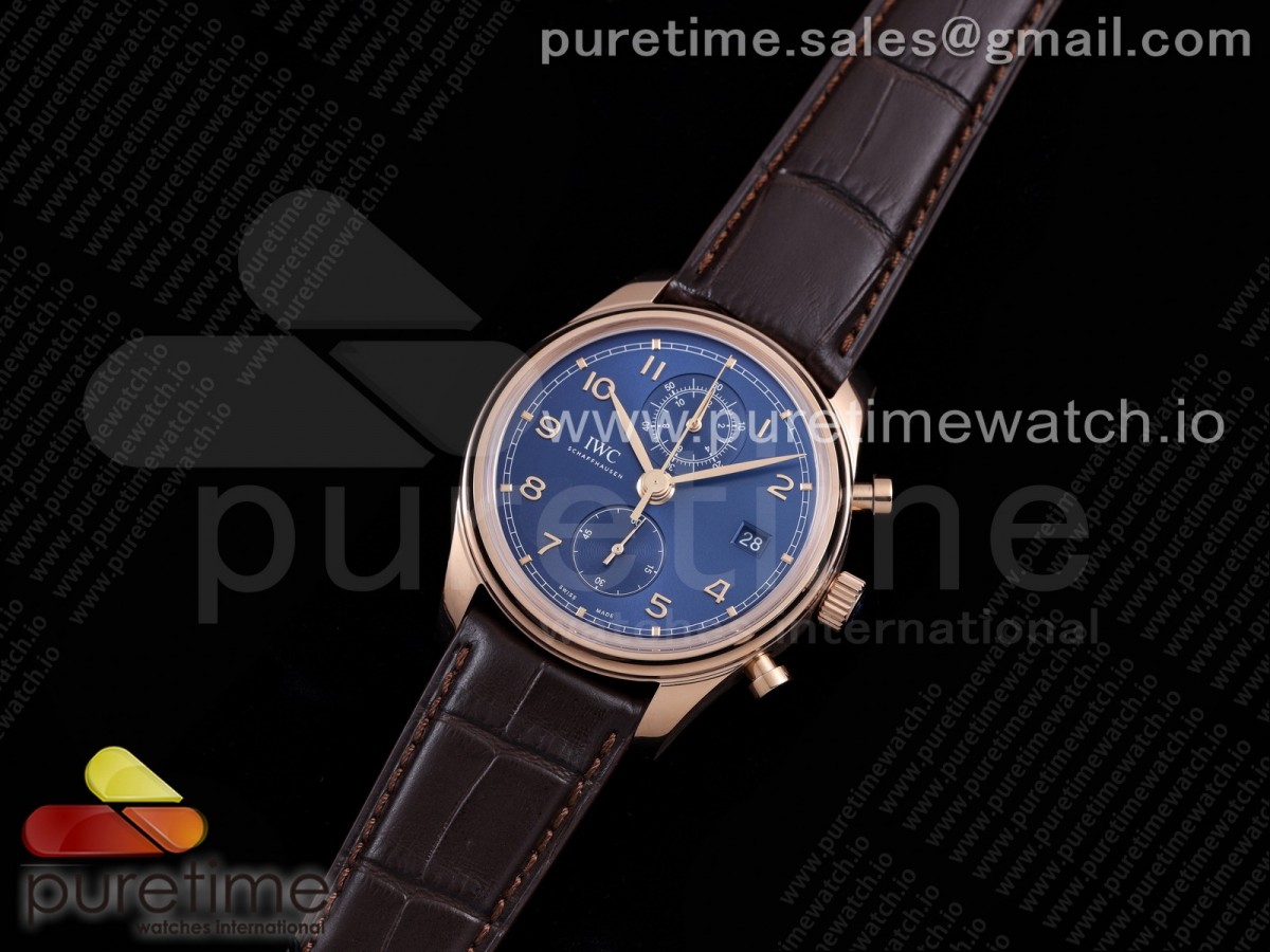 ZF공장 포르투기저 크로노 클래식 로골 블루다이얼 가죽스트랩 Portugieser Chrono Classic 42 RG IW390305 Blue Dial on Brown Leather Strap A7750