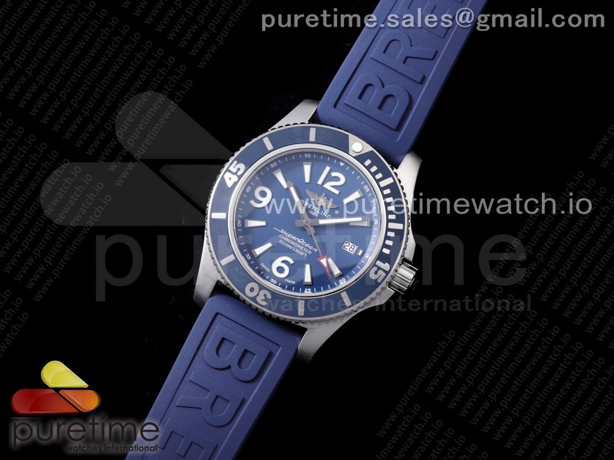 TF공장 브라이틀링 슈퍼오션 블루다이얼 러버스트랩 Superocean Automatic 44 Blue Dial Blue Bezel on Blue Rubber Strap A2824