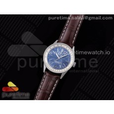 TF공장 38MM 브라이틀링 내비타이머 블루다이얼 악어가죽스트랩 Navitimer 1 SS 38mm White Bezel Blue Dial on Brown Croco Strap A2824