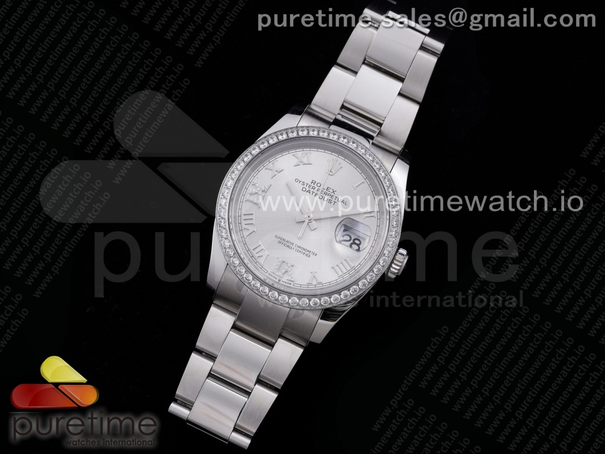 EW공장 롤렉스 데이저스트 36 실버다이얼 DateJust 36 SS 126284 Diamonds Bezel EWF 1:1 Best Edition Silver Dial Roman Markers on Oyster Bracelet A3235