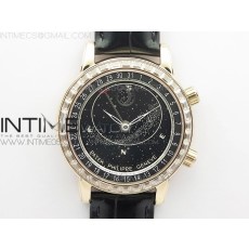 AI공장 파텍 6104P 문 로골 블랙다이얼 가죽스트랩 6104P Moon RG AIF Black Dial Diamond Bezel on Black Leather Strap A240