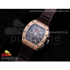 KU공장 V3 RM011 로골 크리스탈다이얼 러버 RM011 RG Chrono Crystal Dial Black on Brown Rubber Strap A7750 V3