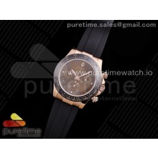 TW공장 세라토나 로골 브라운다이얼 러버 4130 Daytona RG TWF Black Ceramic Bezle Brown Dial Black Roman Markers on Black Rubber Strap A4130