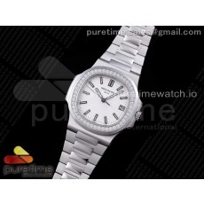 PP공장 V4 노틸러스 화이트다이얼 Nautilus 5711/1A PPF 1:1 Best Edition White Dial Diamonds Bezel on SS Bracelet 324CS PPF공장