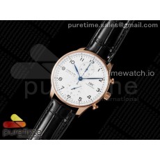 AZ공장 포르투기저 150주년 로골 화이트다이얼 가죽스트랩 Portuguese Chrono IW3716 RG AZF 1:1 Best Edition White Dial Blue Markers on Black Leather Strap A69355