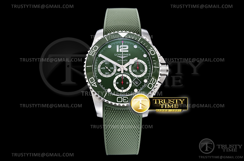 AC공장 하이드로콘퀘스트 크로노 그린다이얼 러버스트랩 HydroConquest Chrono Mens SS/RU Green ACF A7750