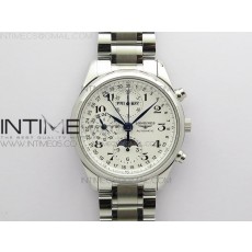 GL공장 마스터 문페이즈 크로노 화이트다이얼 Master Moonphase Chronograph SS GLF 1:1 Best Edition White Dial on SS Bracelet A7751