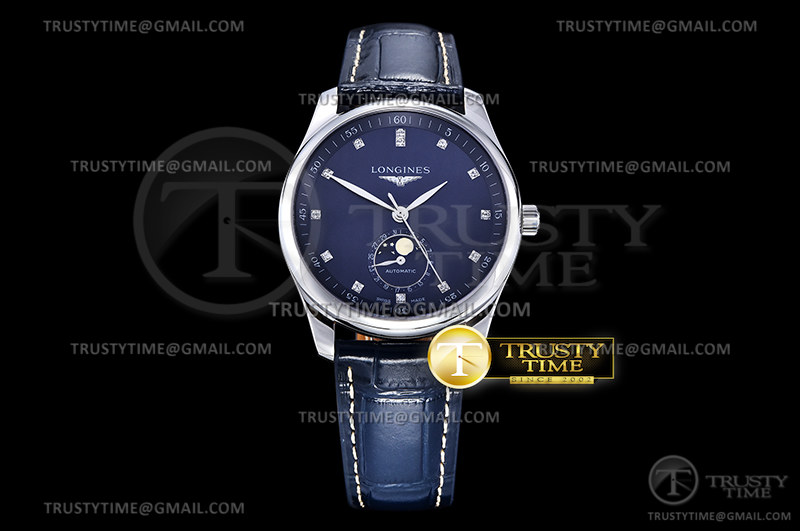 GS공장 마스터 문페이즈 블루다이얼 가죽스트랩 Longines Master Moonphase SS/LE Blue/Dia GSF A899