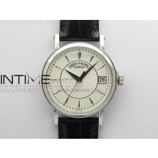 ZF공장 칼라트라바 화이트다이얼 가죽스트랩 Calatrava 5153G-010 SS ZF 1:1 Best Edition White textured dial on Black Leather Strap A324CS