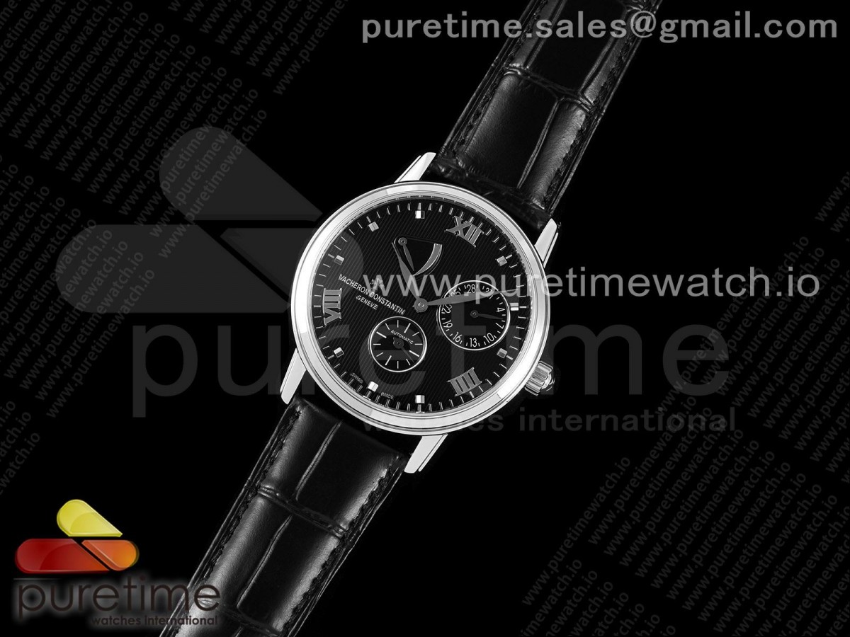 OX공장 패트리모니 파워리저브 블랙다이얼 가죽스트랩 Patrimony Power Reserve SS OXF Best Edition Black Dial on Black Leather Strap A23J