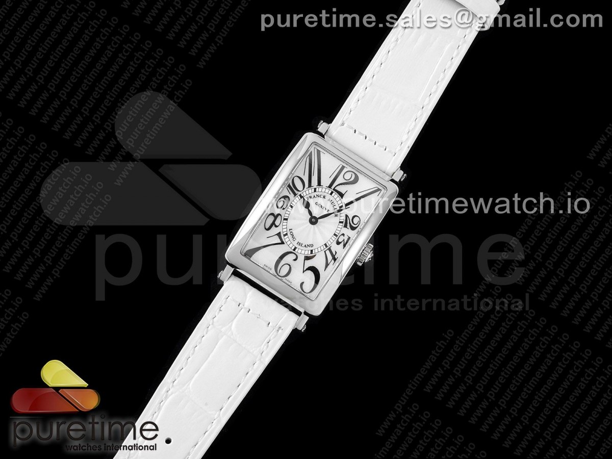 ZF공장 프랭크뮬러 롱아일랜드 화이트다이얼 가죽스트랩 Long Island Ladies SS ZF 1:1 Best Edition on White Leather Strap Ronda Quartz