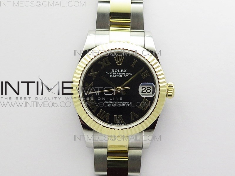 BP 롤렉스 데이저스트 31 옐로우골드콤비 블랙다이얼 2813 Datejust 31mm 278273 SS/YG BP Best Edition Black Roman Markers Dial on SS/YG Oyster Bracelet