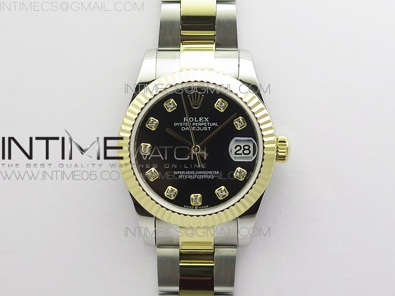 BP 롤렉스 데이저스트 31 옐로우골드콤비 블랙다이얼 2813 Datejust 31mm 278273 SS/YG BP Best Edition Black Diamonds Markers Dial on SS/YG Oyster Bracelet