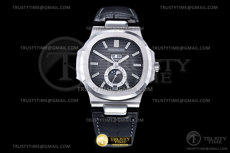 GR공장 V3 파텍필립 노틸러스 애뉴얼 캘린더 스틸 그레이다이얼 가죽스트랩 Patekphilippe Nautilus Annual Calendar 5726 SS Gray Dial Leather Strap