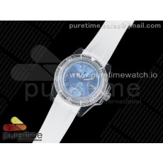 KZ공장 서브 팬텀랩 투명 라이트블루다이얼 러버 3135 Submariner Phantomlab Transparent KZF Best Edition Light Blue Dial on White Rubber Strap VR3135