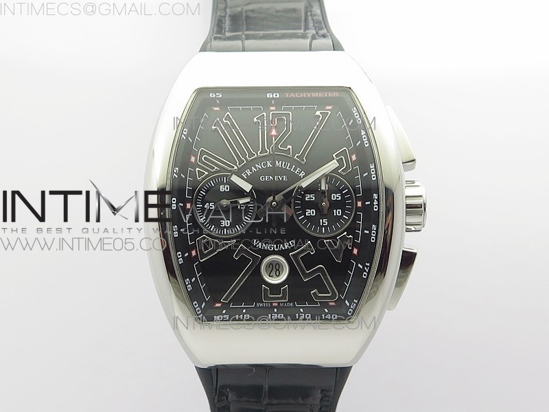 AB공장 뱅가드 블랙다이얼 거미스트랩 Vanguard V45 Chrono SS ABF Best Edition Black Dial Black Markers on Black Gummy Strap A7750