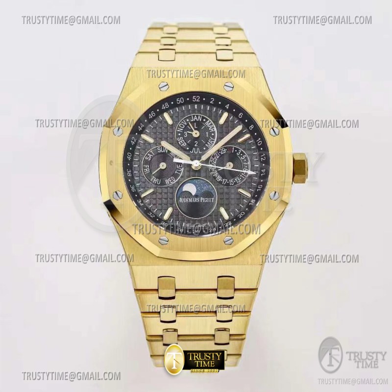 BF공장 오데마피게 로얄오크 퍼페츄얼캘린더 26574 그레이다이얼 옐로우골드금통 Royal Oak Perpetual Cal 26574 YG/YG Black BF A5134