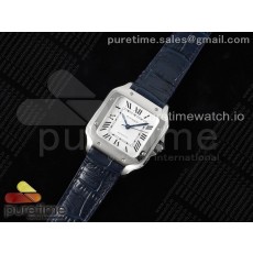 3K공장 까르띠에 산토스 미디움 35 스틸 화이트다이얼 가죽스트랩 Santos de Cartier 35mm 3KF 1:1 Best Edition White Dial on Blue Leather Strap MIYOTA 9015