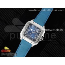 3K공장 까르띠에 산토스 라지 40 스틸 블루다이얼 가죽스트랩 Santos de Cartier 40mm 3KF 1:1 Best Edition Blue Dial on Blue Leather Strap MIYOTA 9015