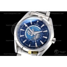 A8공장 오메가 아쿠아테라 150M 43 월드타이머 스틸 블루다이얼 브레이슬릿 Aqua Terra 150m Worldtimer 43mm SS/SS Blue A8F A2813