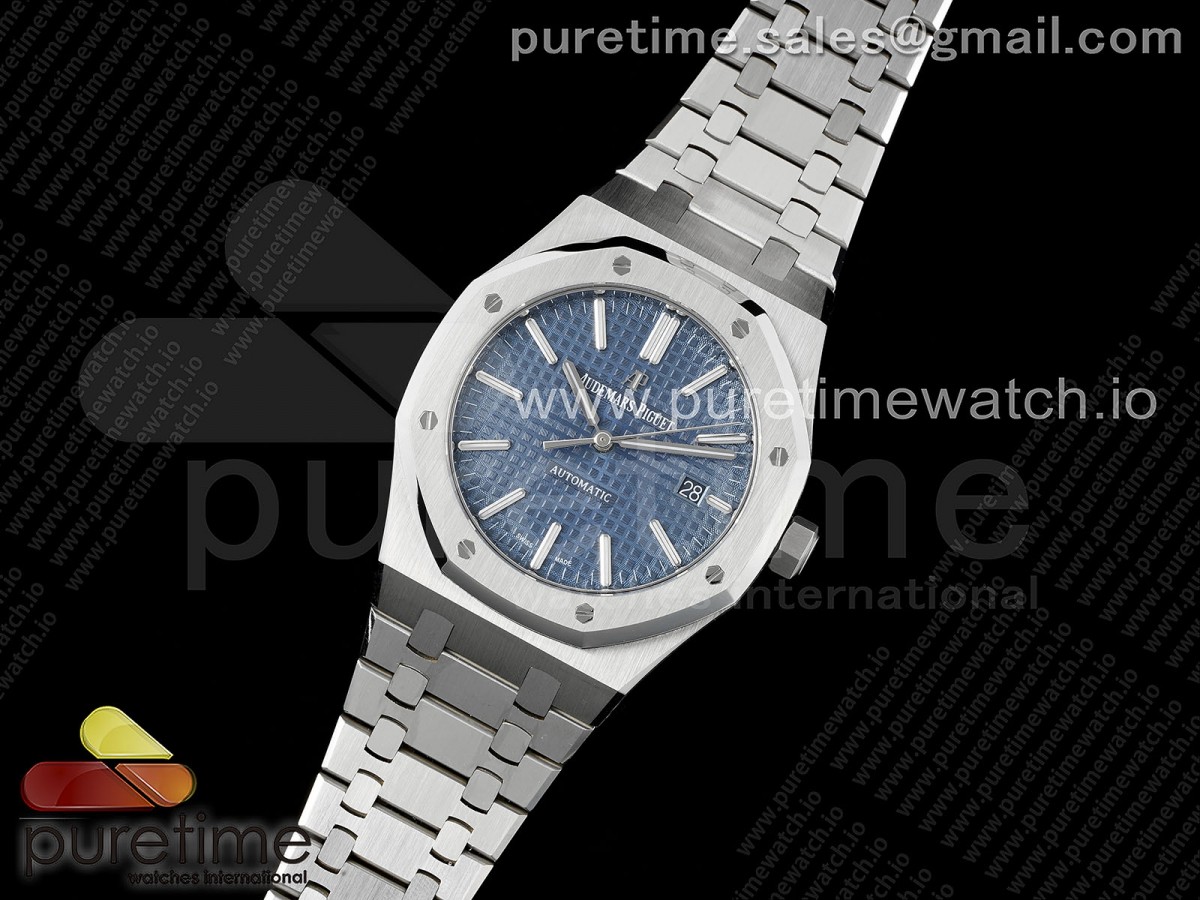 APS공장 오데마피게 로얄오크 15400 스틸 블루다이얼 브레이슬릿 Royal Oak 41mm 15400 SS APSF 1:1 Best Edition Blue Textured Dial on SS Bracelet A3120 Super Clone