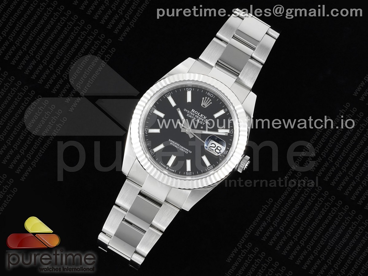 WF공장 롤렉스 데이저스트 41 스틸 그린다이얼 플루티드베젤 오이스터브레이슬릿 DateJust 41 126334 WF 1:1 Best Edition 904L Steel Black Stick Dial on Oyster Bracelet VR3235