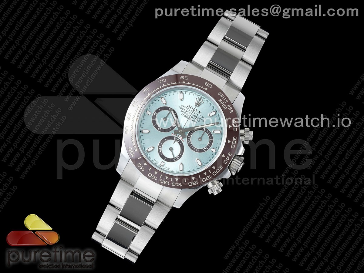 QF공장 롤렉스 세라믹 아이스 데이토나 민트다이얼 브레이슬릿 Daytona 116506 QF 1:1 Best Edition Ice Blue Dial Lume Markers on SS Bracelet SH4130 V3 (Gain Weight)